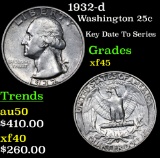 1932-d Washington Quarter 25c Grades xf+
