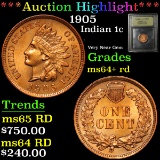 ***Auction Highlight*** 1905 Indian Cent 1c Graded Choice+ Unc RD By USCG (fc)