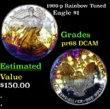 1996-p Rainbow Toned Silver Eagle Dollar $1 Grades GEM++ Proof Deep Cameo