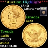 ***Auction Highlight*** 1840 Gold Liberty Eagle $10 Graded Select AU By USCG (fc)