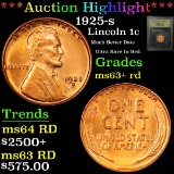 ***Auction Highlight*** 1925-s Lincoln Cent 1c Graded Select+ Unc RD by USCG (fc)