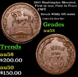 1863 Washington Mounted, First in war, First In Peace Civil War Token 1c Grades Select AU