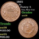 1865 Two Cent Piece 2c Grades Choice AU/BU Slider
