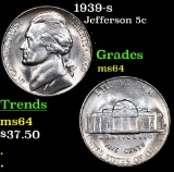 1939-s Jefferson Nickel 5c Grades Choice Unc