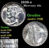 1938-s Mercury Dime 10c Grades GEM+ FSB