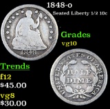 1848-o Seated Liberty Half Dime 1/2 10c Grades vg+
