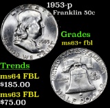 1953-p Franklin Half Dollar 50c Grades Select Unc+ FBL