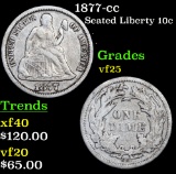 1877-cc Seated Liberty Dime 10c Grades vf+