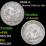 1858-o Seated Half Dollar 50c Grades vf details