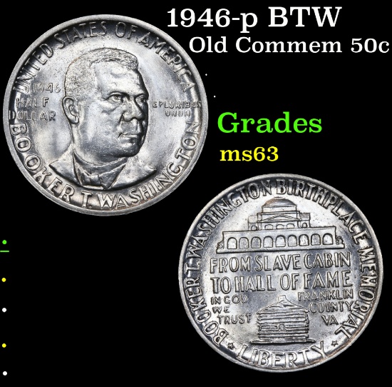 1946-p BTW Old Commem Half Dollar 50c Grades Select Unc