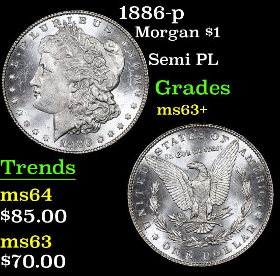 1886-p Morgan Dollar $1 Grades Select+ Unc