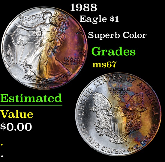 1988 Silver Eagle Dollar $1 Grades GEM++ Unc