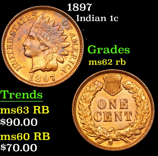 1897 Indian Cent 1c Grades Select Unc RB
