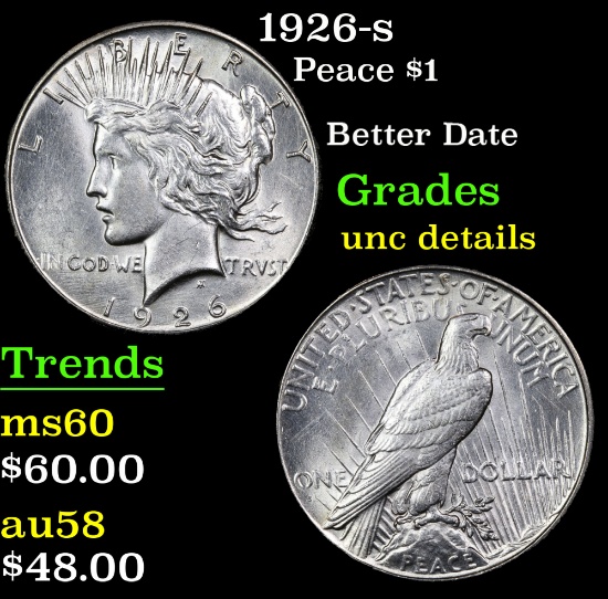 1926-s Peace Dollar $1 Grades Unc Details