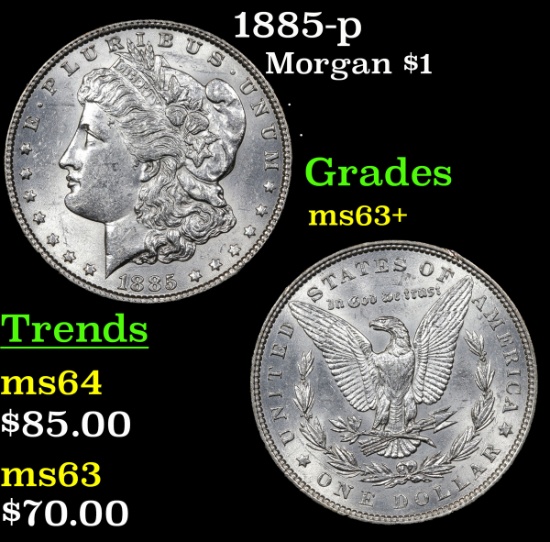1885-p Morgan Dollar $1 Grades Select+ Unc