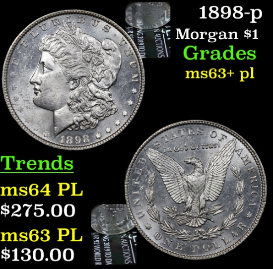 1898-p Morgan Dollar $1 Grades Select Unc+ PL