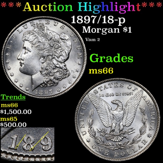 ***Auction Highlight*** 1897/18-p Morgan Dollar $1 Graded GEM+ Unc By USCG (fc)