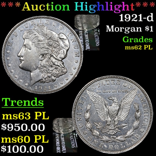 ***Auction Highlight*** 1921-d Morgan Dollar $1 Graded Select Unc PL By USCG (fc)