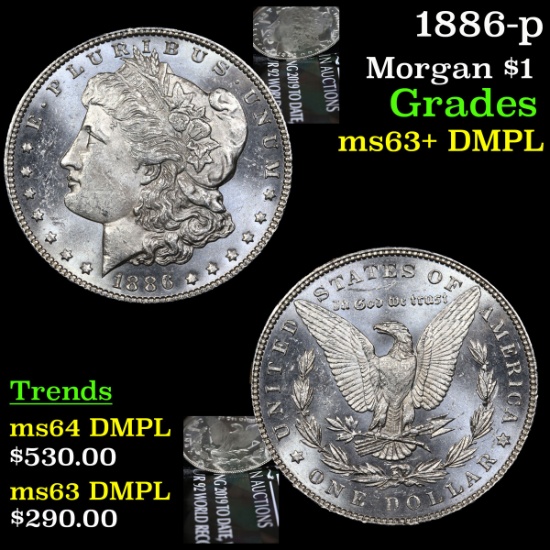 1886-p Morgan Dollar $1 Grades Select Unc+ DMPL