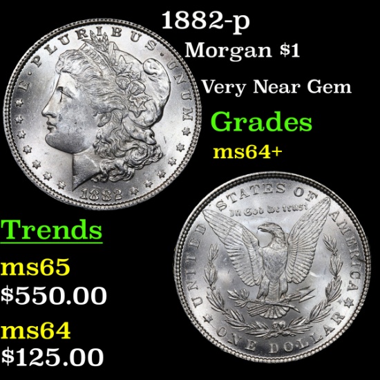 1882-p Morgan Dollar $1 Grades Choice+ Unc