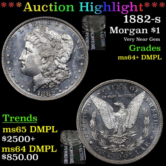 ***Auction Highlight*** 1882-s Morgan Dollar $1 Graded Choice Unc+ DMPL By USCG (fc)