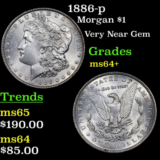 1886-p Morgan Dollar $1 Grades Choice+ Unc