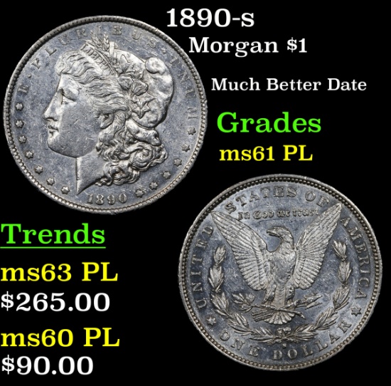 1890-s Morgan Dollar $1 Grades Unc+ PL