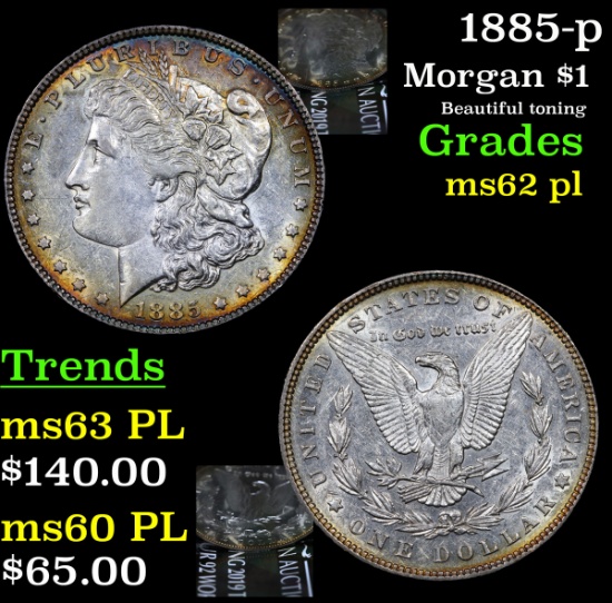 1885-p Morgan Dollar $1 Grades Select Unc PL