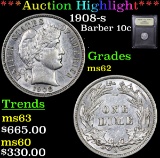 ***Auction Highlight*** 1908-s Barber Dime 10c Graded Select Unc By USCG (fc)