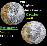 2008 Silver Eagle Dollar $1 Grades Gem++ Unc