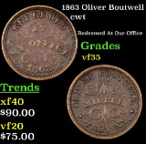 1863 Oliver Boutwell Civil War Token 1c Grades vf++