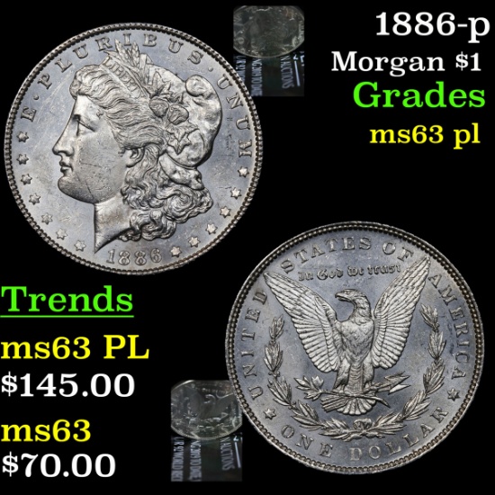 1886-p Morgan Dollar $1 Grades Select Unc PL