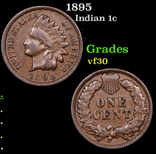 1895 Indian Cent 1c Grades vf++