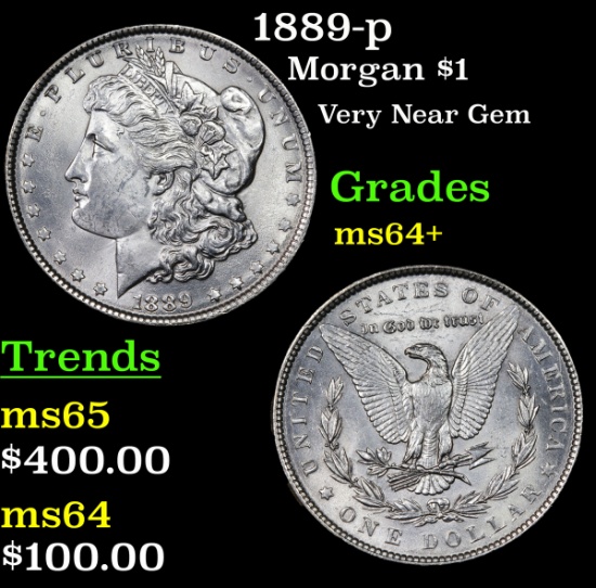 1889-p Morgan Dollar $1 Grades Choice+ Unc