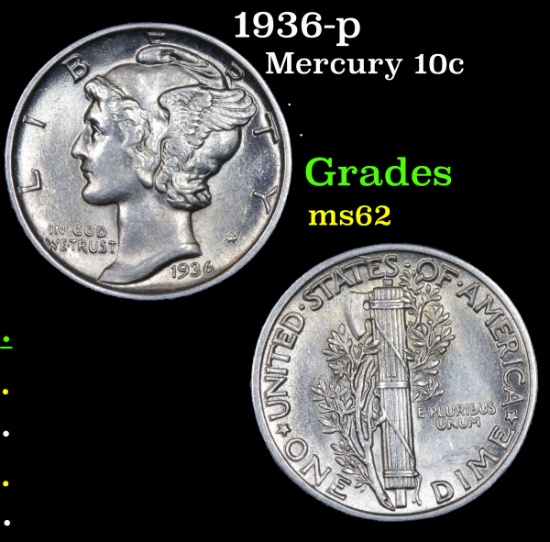 1936-p Mercury Dime 10c Grades Select Unc