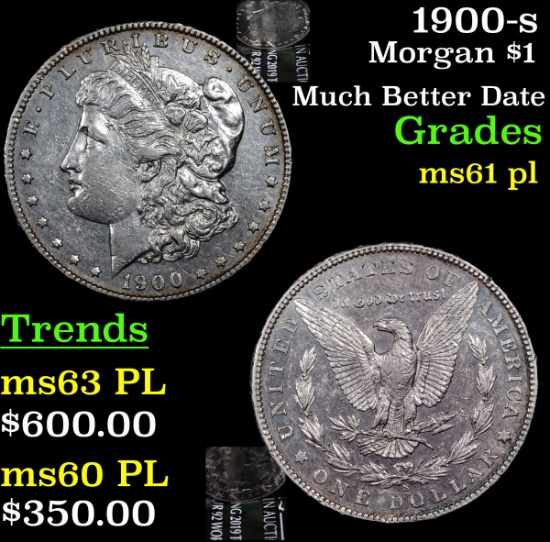1900-s Morgan Dollar $1 Grades Unc+ PL