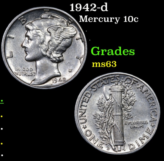 1942-d Mercury Dime 10c Grades Select Unc