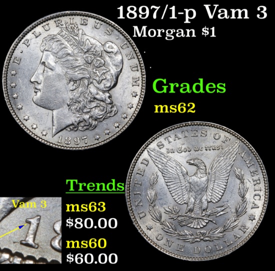 1897/1-p Vam 3 Morgan Dollar $1 Grades Select Unc
