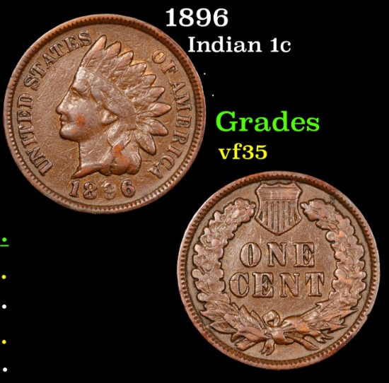 1896 Indian Cent 1c Grades vf++