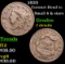 1835 Coronet Head Large Cent 1c Grades f details