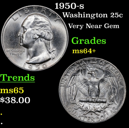 1950-s Washington Quarter 25c Grades Choice+ Unc