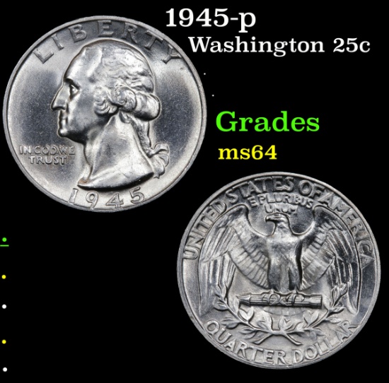 1945-p Washington Quarter 25c Grades Choice Unc