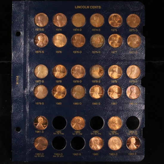Near Complete Lincoln cent page 1973-1983 31 coins