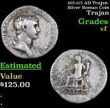 103-115 AD Trajan Silver Roman Coin Grades vf