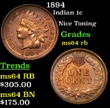 1894 Indian Cent 1c Grades Choice Unc RB