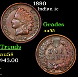 1890 Indian Cent 1c Grades Choice AU