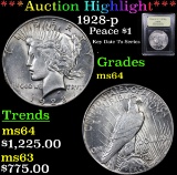 ***Auction Highlight*** 1928-p Peace Dollar $1 Graded Choice Unc By USCG (fc)