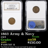 NGC 1863 Army & Navy Civil War Token 1c Graded au55 By NGC