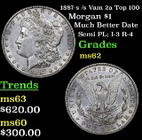 1887-s /s Vam 2a Top 100 Morgan Dollar $1 Grades Select Unc
