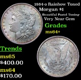 1884-o Rainbow Toned Morgan Dollar $1 Grades Choice+ Unc